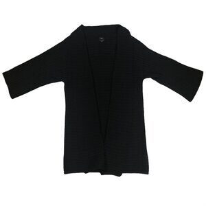Talbots Open Front 100% Merino Wool Ribbed Cardigan Black Womens PS Shawl Cozy